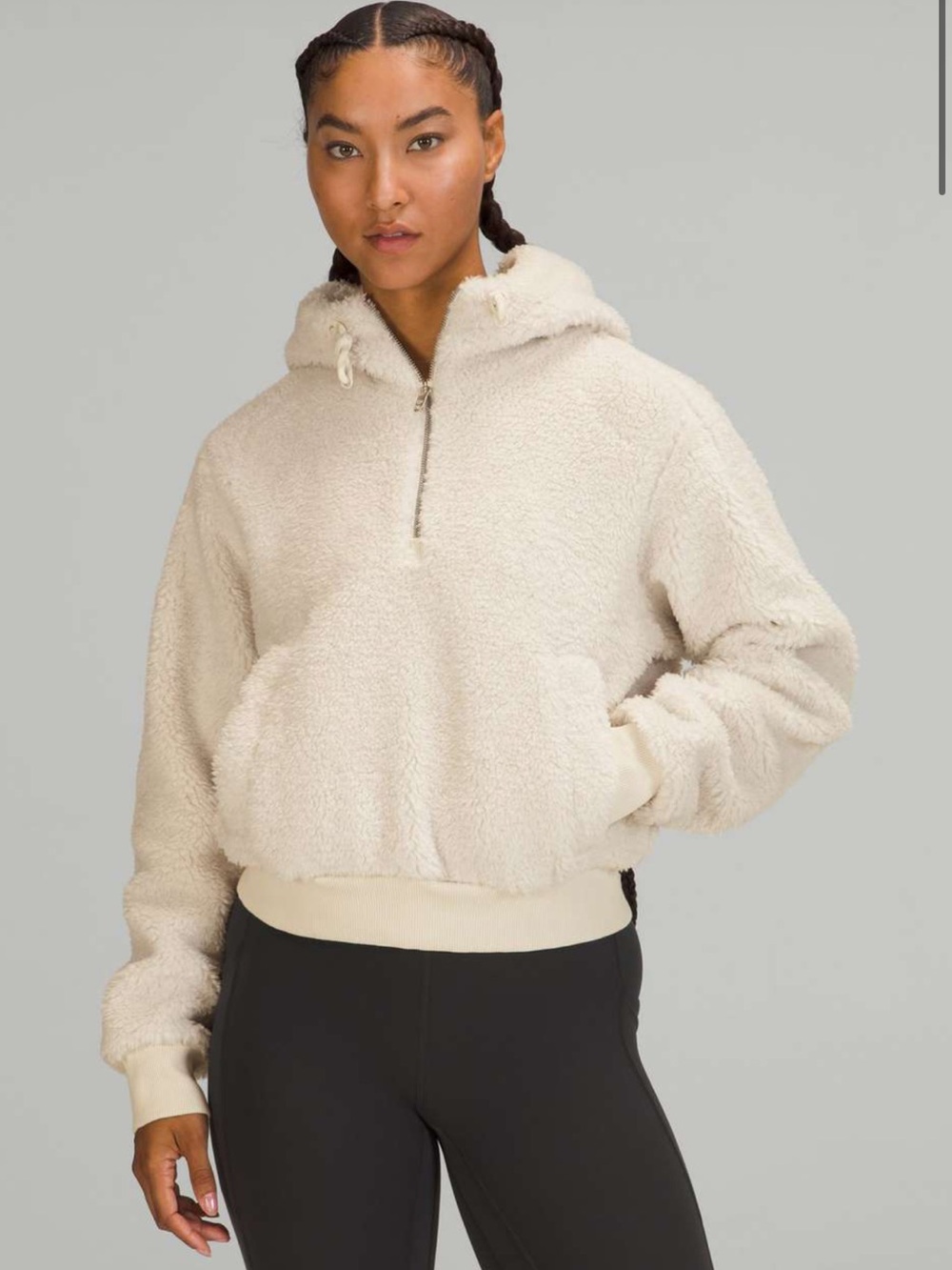 Lululemon Women’s  Textured Fleece 1/2 Zip White Opal Size 6